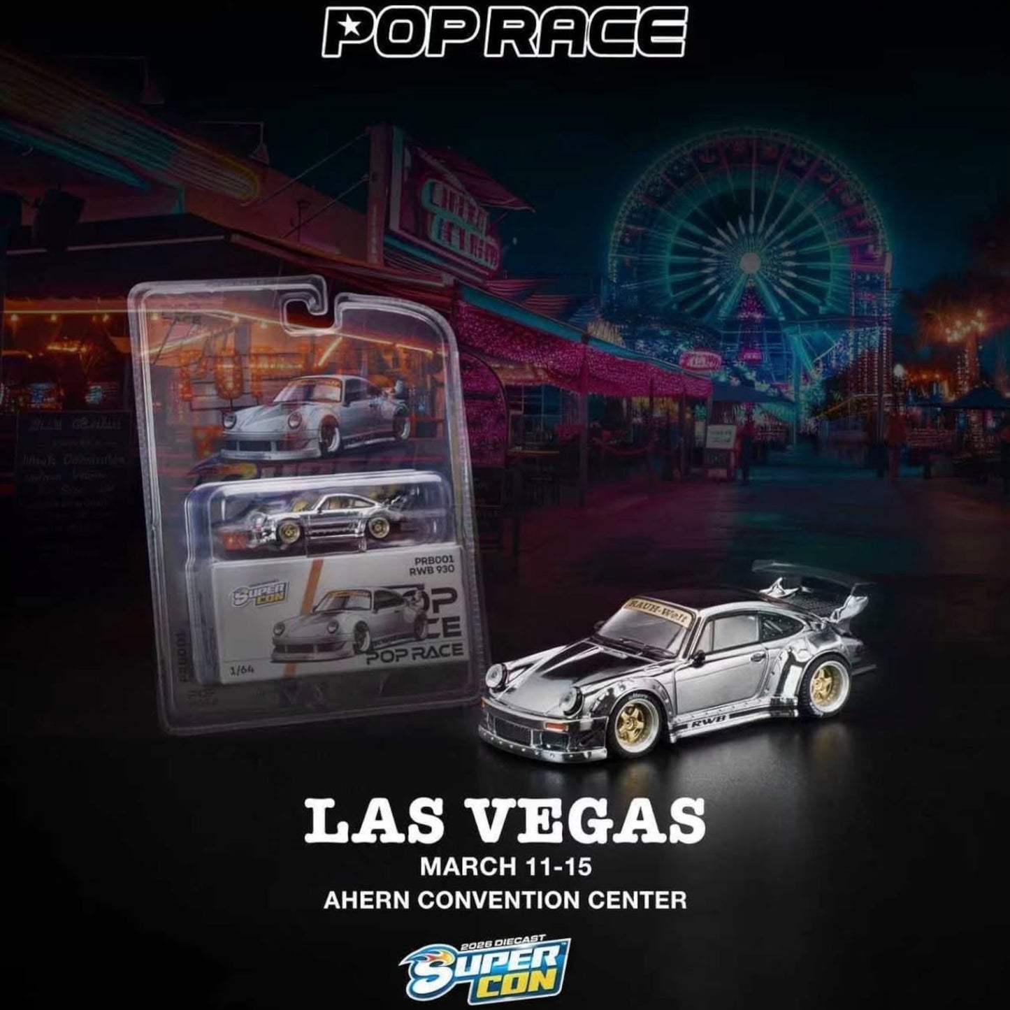 Pop Race Porsche 930 RWB PRB001 1/64 2026 Las Vegas Supercon Exclusive