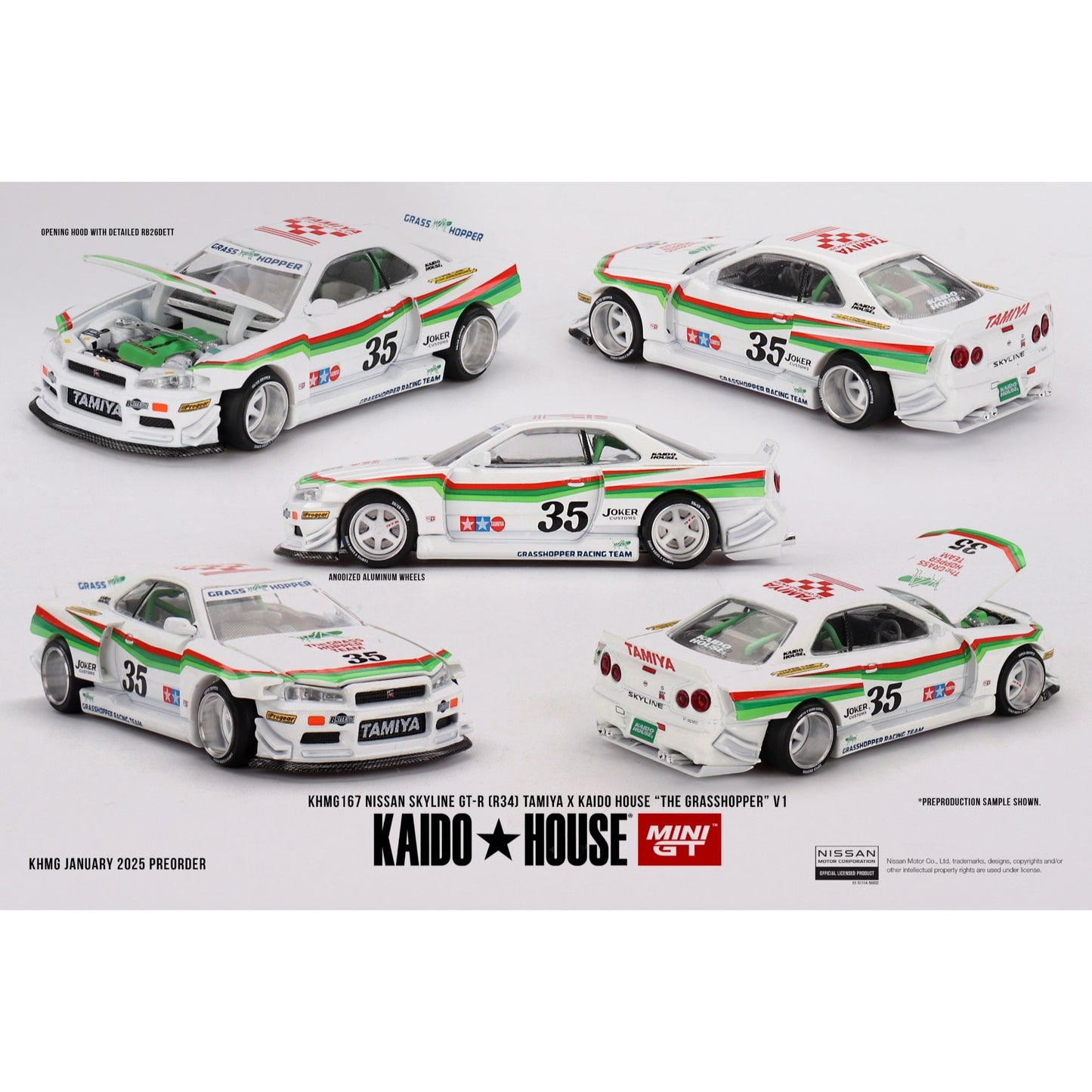 Kaido House KHMG167 Nissan Skyline GT-R (R34) TAMIYA x KAIDO HOUSE "The GRASSHOPPER" V1