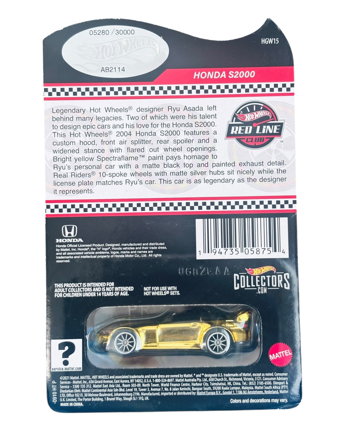 Hot Wheels RLC Exclusive Honda S2000 Ryu Asada