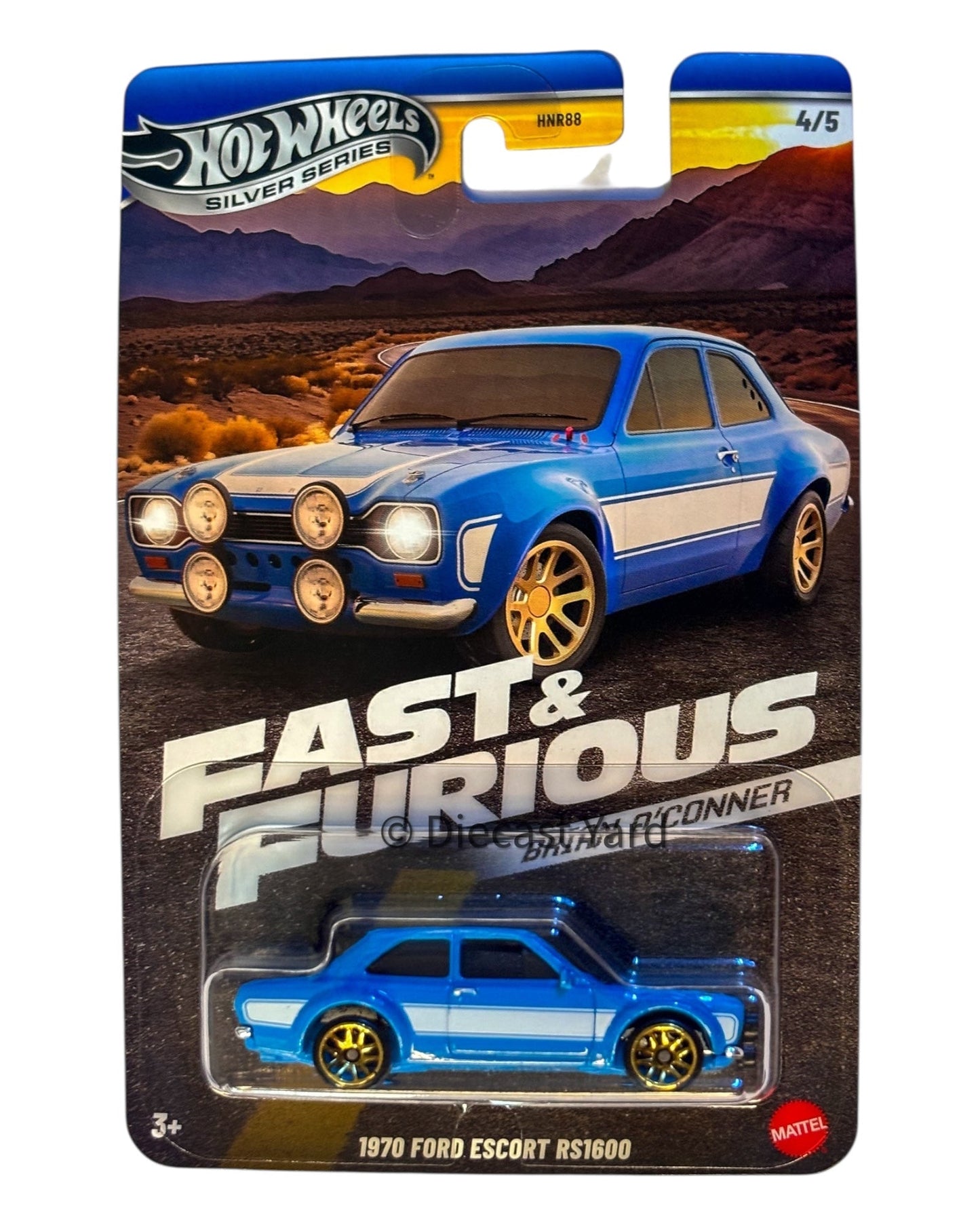 Hot Wheels Silver Series 1970 Ford Escort RS1600 toy car from Fast and Furious Brian O' Conner collection