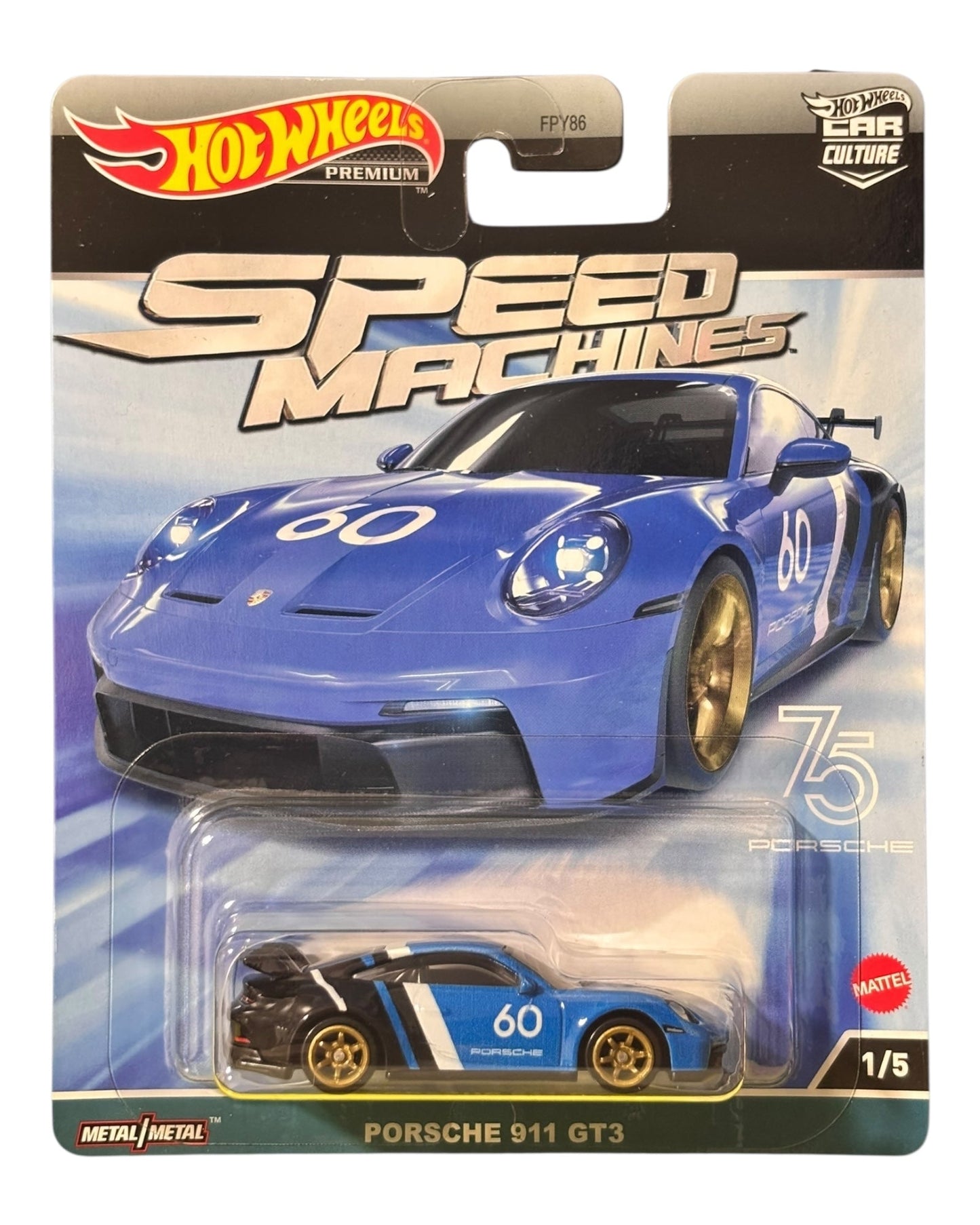 Hot Wheels Premium Porsche 911 GT3 model car in Car Culture Speed Machines series