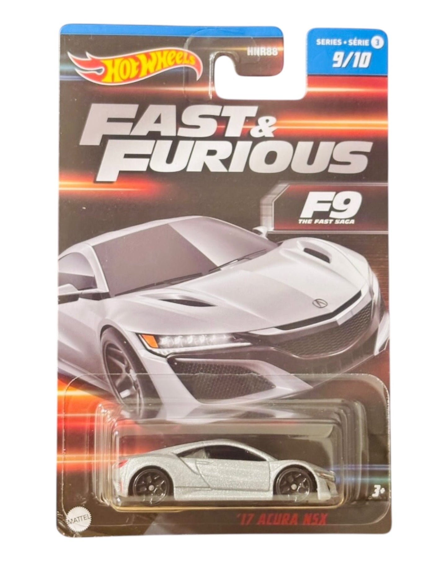 Hot Wheels Silver Series 17 Acura NSX diecast car from Fast and Furious Series 3