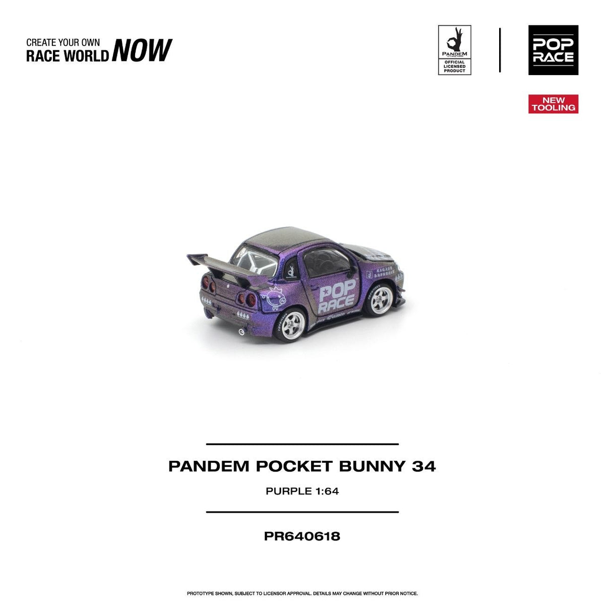 Pop Race Pandem Pocket Bunny 34 Purple 1:64 diecast - DiecastYard