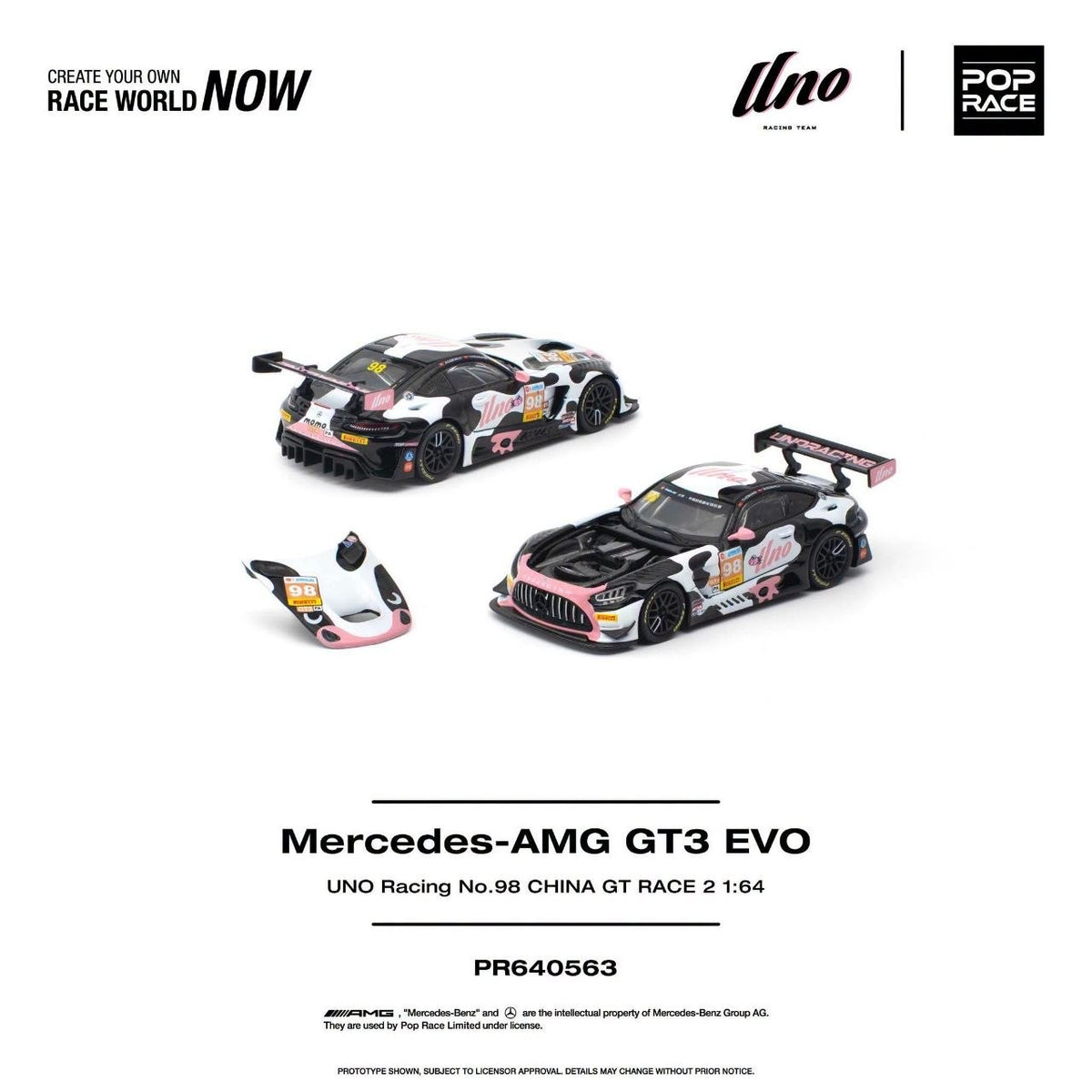 Pop Race Mercedes-AMG GT3 EVO Uno Racing #98 Momo 1:64 diecast - DiecastYard