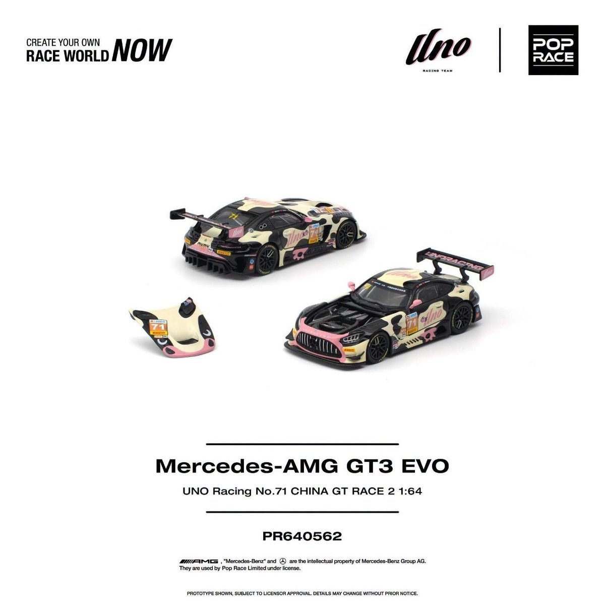 Pop Race Mercedes-AMG GT3 EVO Uno Racing #71 Mumu 1:64 diecast - DiecastYard