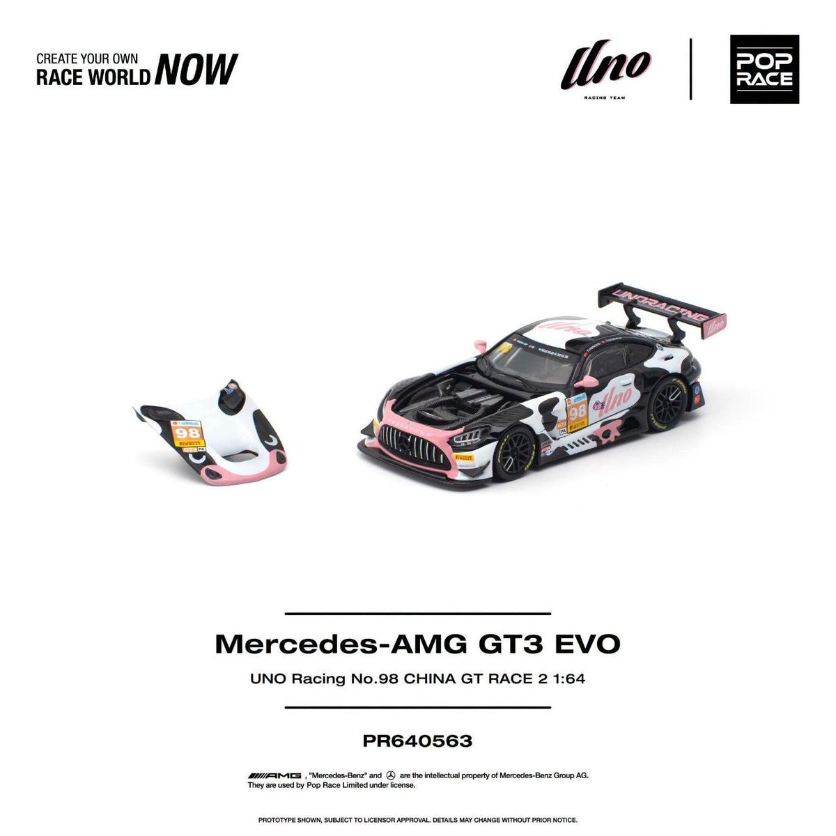 Pop Race Mercedes-AMG GT3 EVO Uno Racing #98 Momo 1:64 diecast - DiecastYard