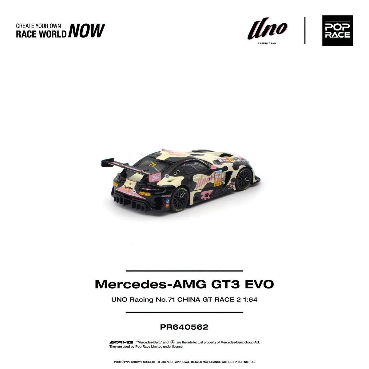 Pop Race Mercedes-AMG GT3 EVO Uno Racing #71 Mumu 1:64 diecast - DiecastYard