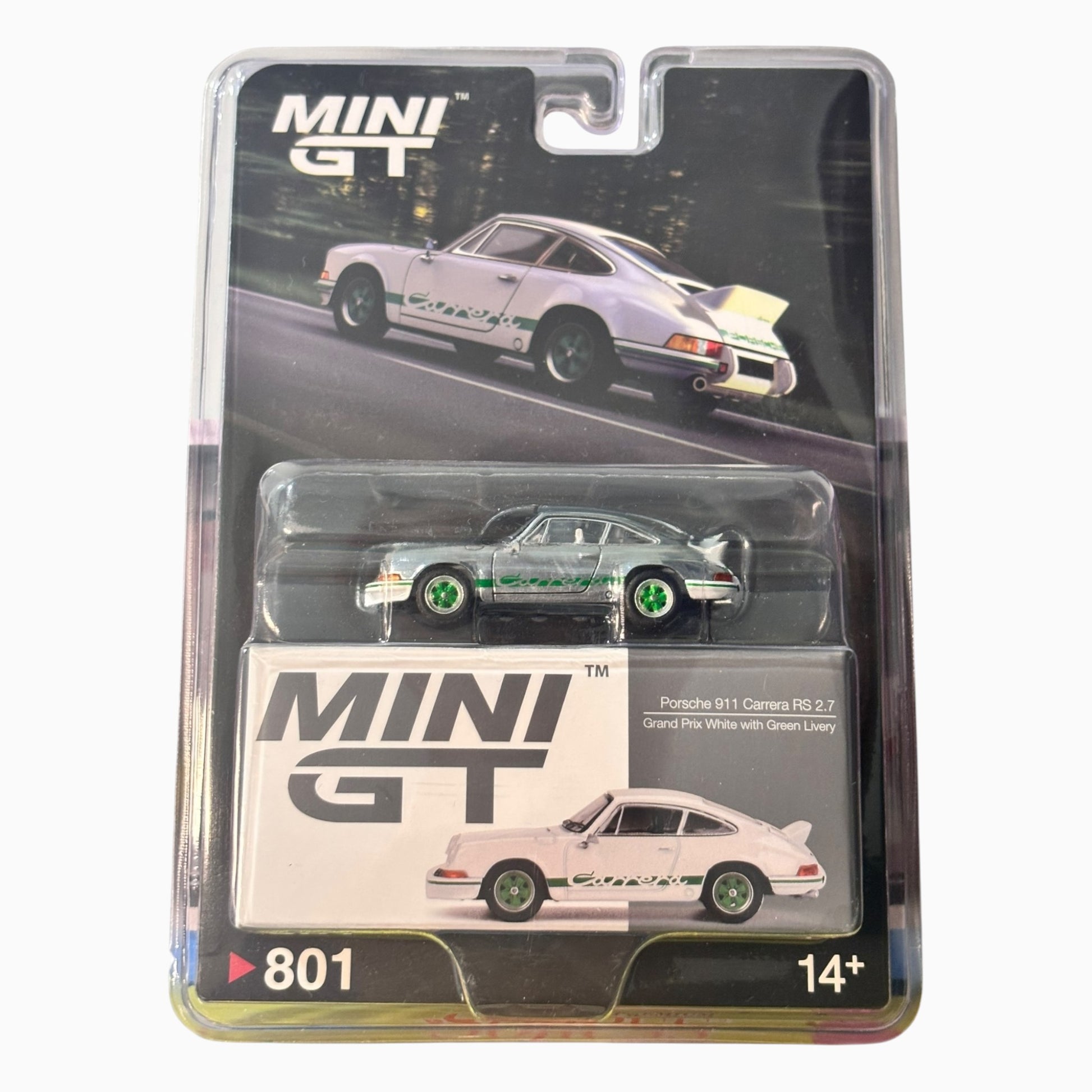 [Blister] [Chase] Mini GT Porsche 911 Carrera RS 2.7 | Grand Prix white with Green Livery #801