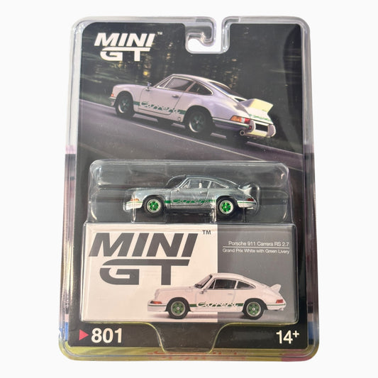 [Blister] [Chase] Mini GT Porsche 911 Carrera RS 2.7 | Grand Prix white with Green Livery #801
