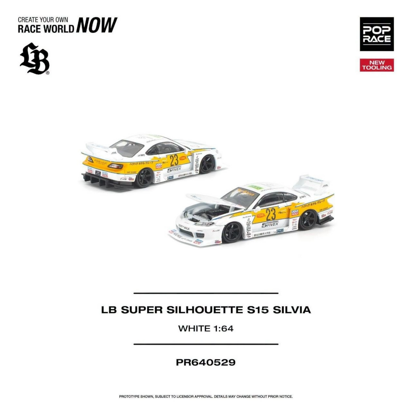 [Pre-Order Advance]: Pop Race PR640529 LB SUPER SILHOUETTE S15 SILVIA WHITE (NEW TOOLING)