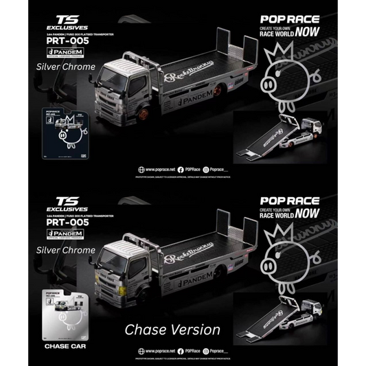 [Pre-Order Advance]: Pop Race x Tokyo Station PRT005 - Pandem Fuso 300 Flatbed Transporter silver chrome