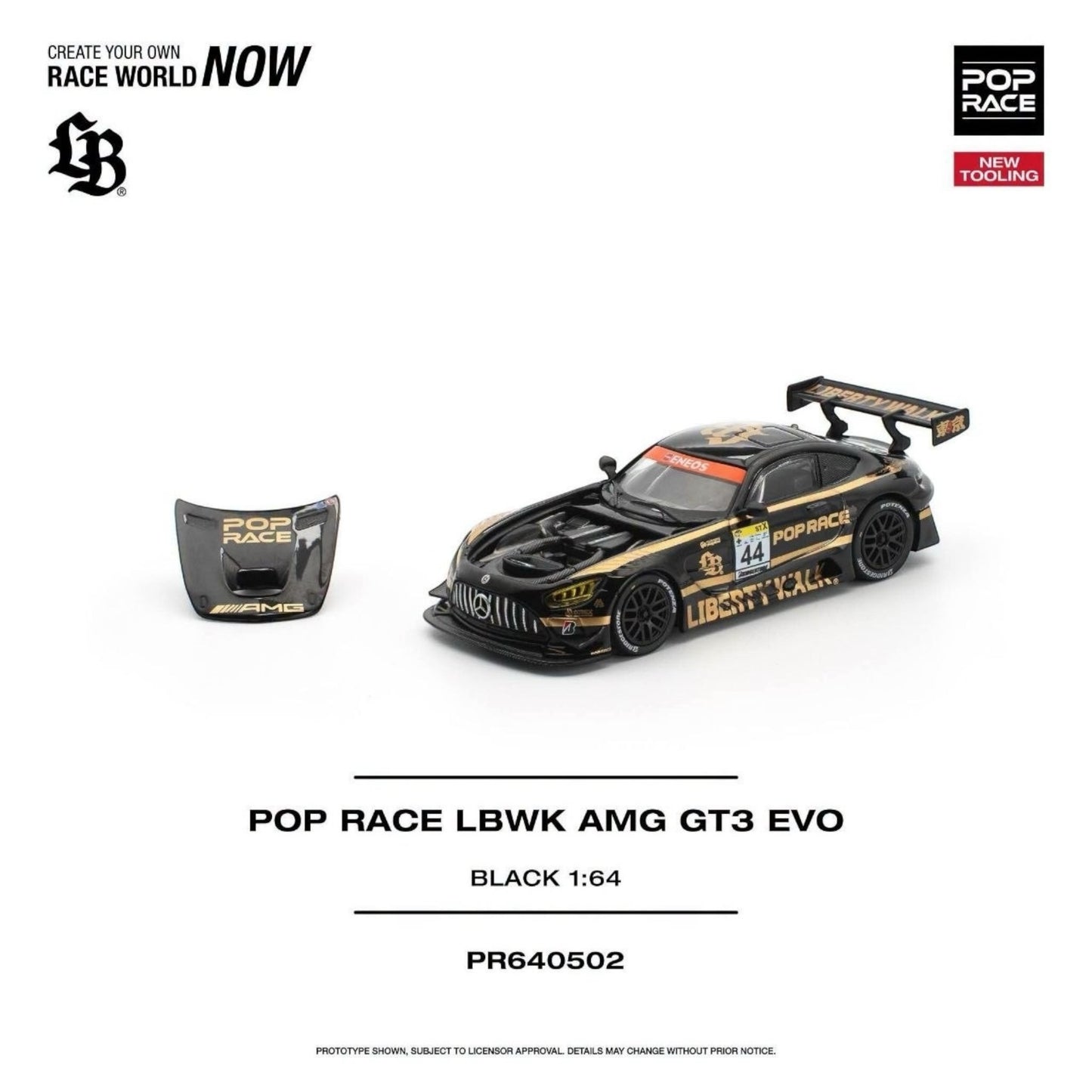 [Pre-Order Advance]: PR640502 POP RACE LBWK AMG GT3 EVO BLACK (NEW TOOLING)