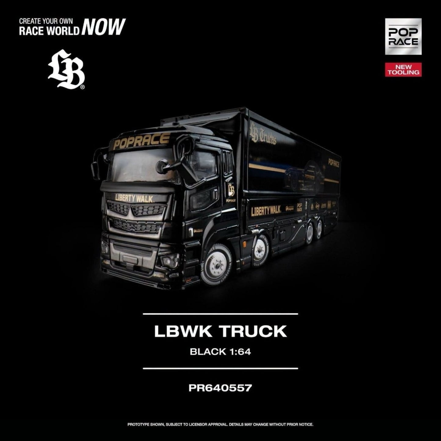 [Pre-Order Advance]: Pop Race PR640557 LBWK Truck Black (New tooling)