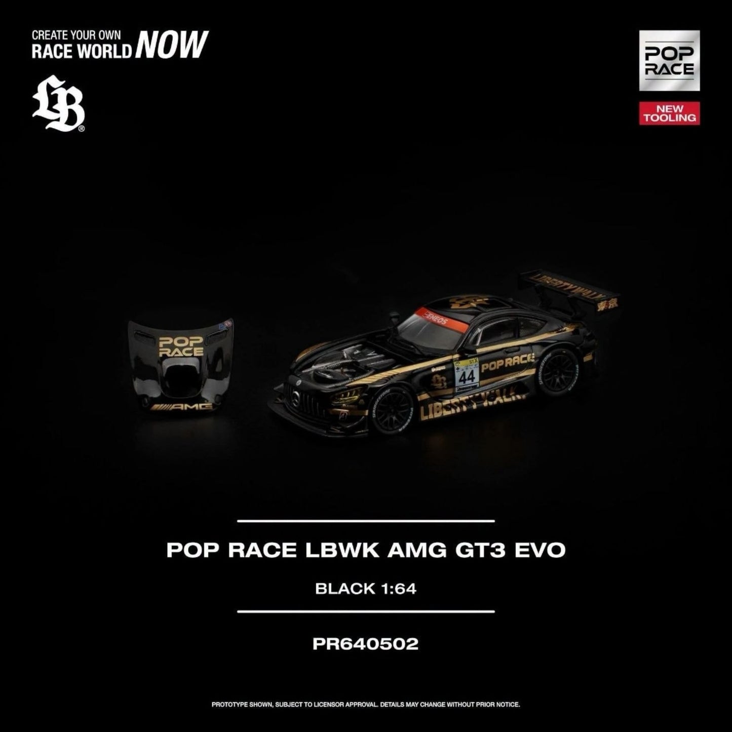 [Pre-Order Advance]: PR640502 POP RACE LBWK AMG GT3 EVO BLACK (NEW TOOLING)