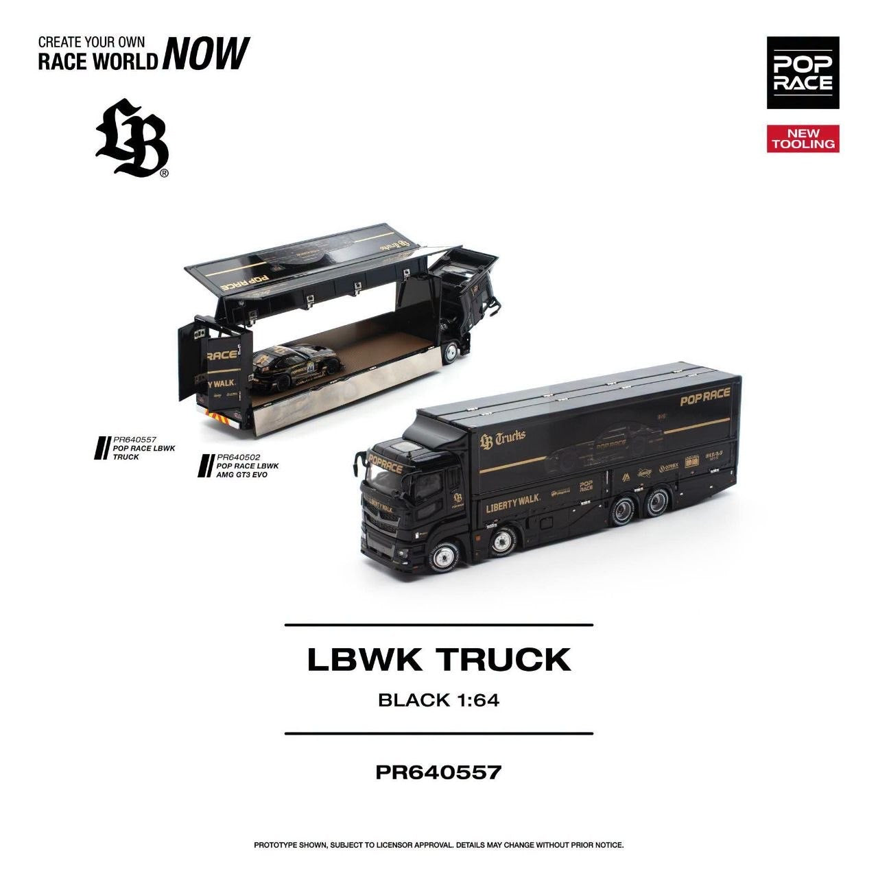 [Pre-Order Advance]: Pop Race PR640557 LBWK Truck Black (New tooling)