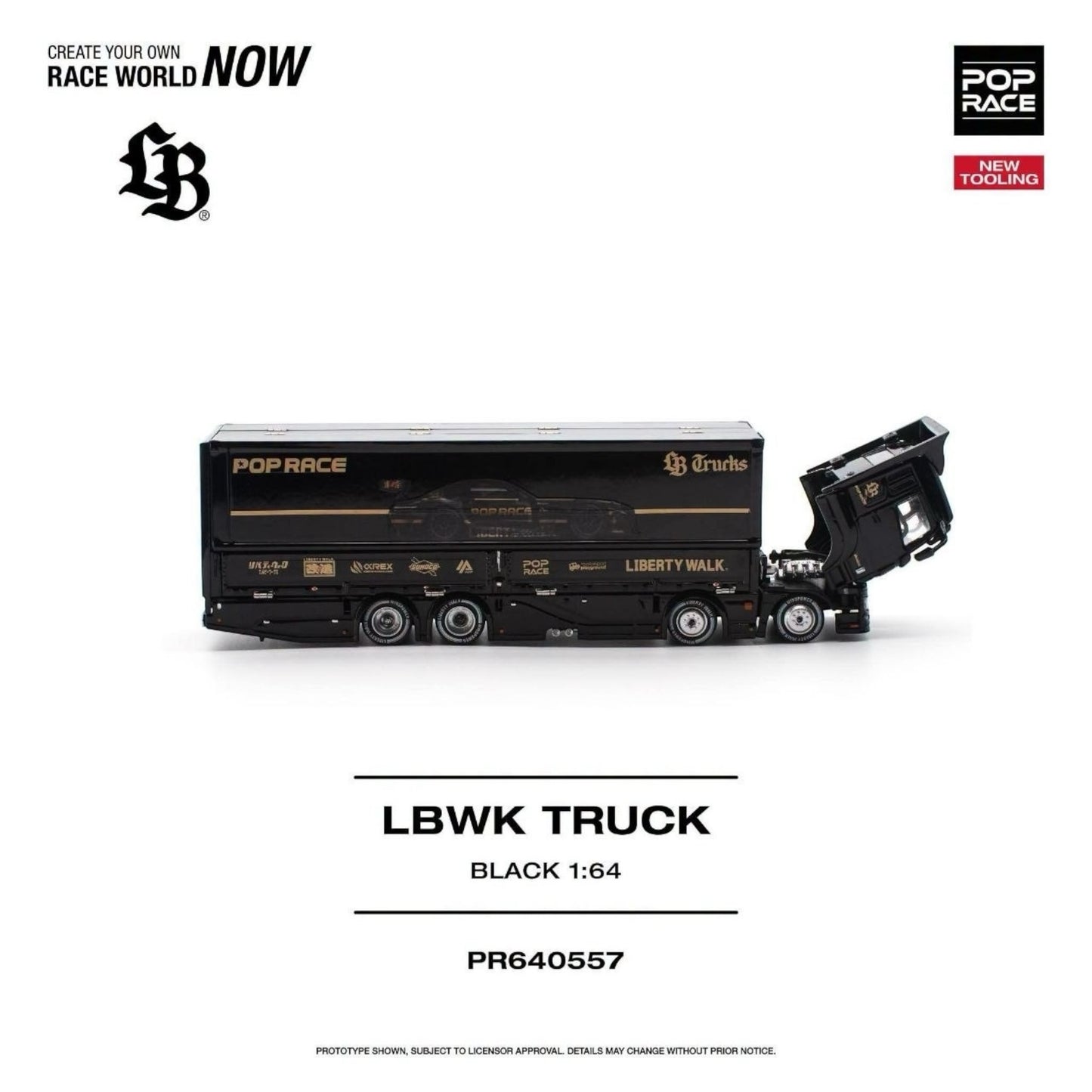 [Pre-Order Advance]: Pop Race PR640557 LBWK Truck Black (New tooling)