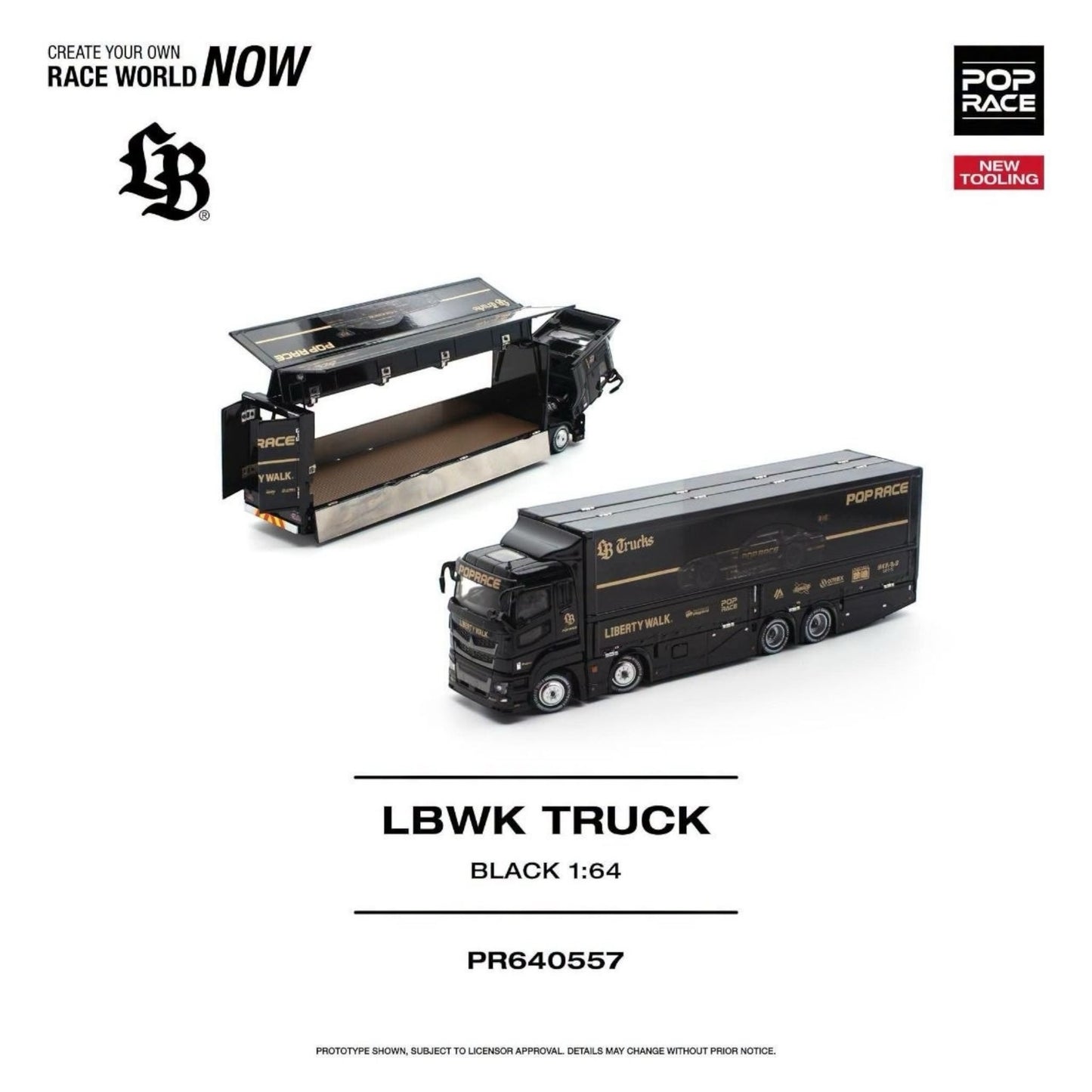 [Pre-Order Advance]: Pop Race PR640557 LBWK Truck Black (New tooling)