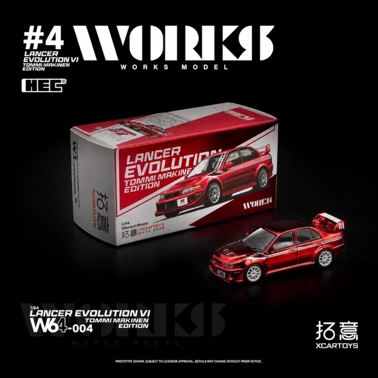 WORKS Model x XCARTOYS W64-004 Mitsubishi Lancer Evolution VI Tommi Makinen edition HEC 2026