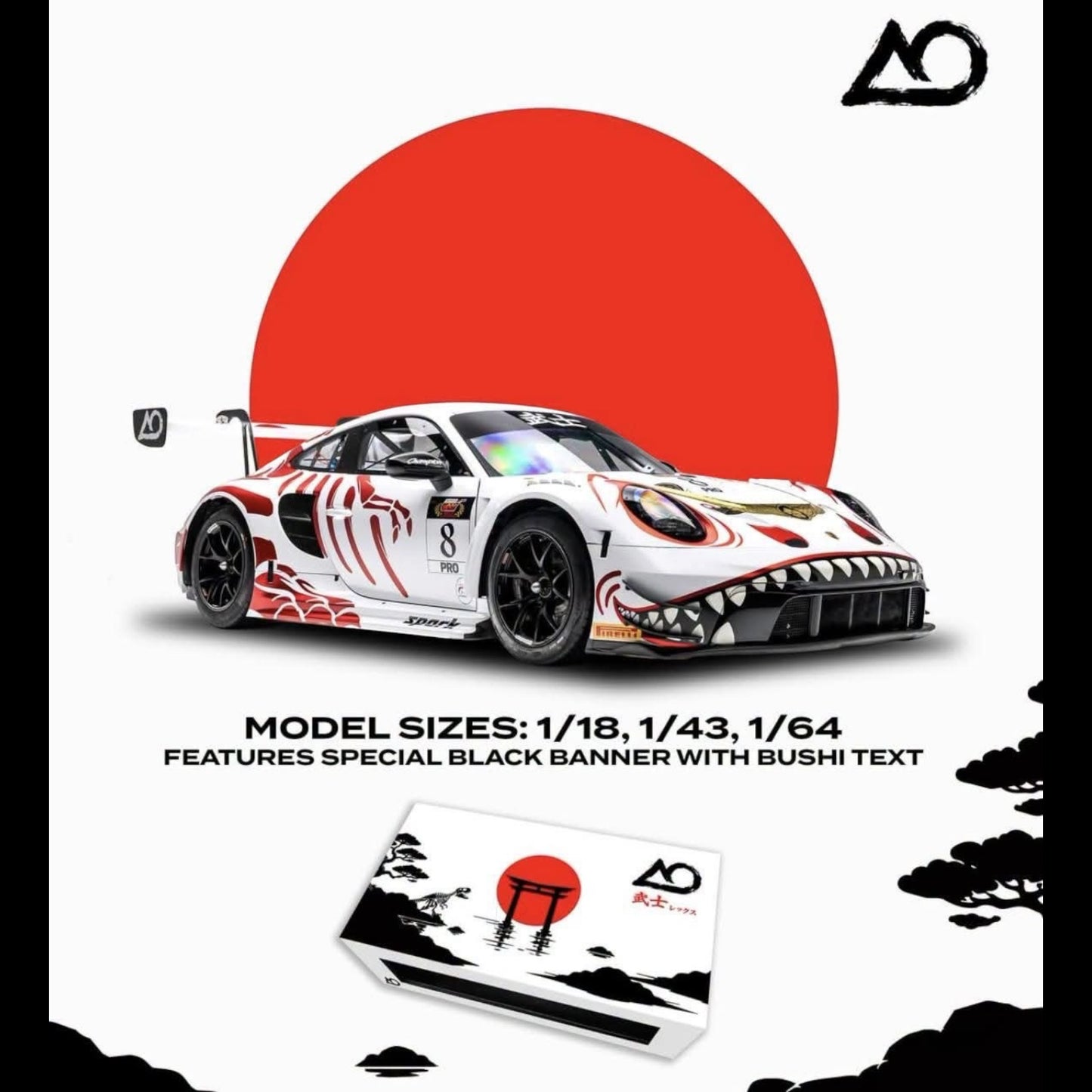 [Pre-Order]: SPARK AO Racing Bushi Rex Porsche 911 GT3