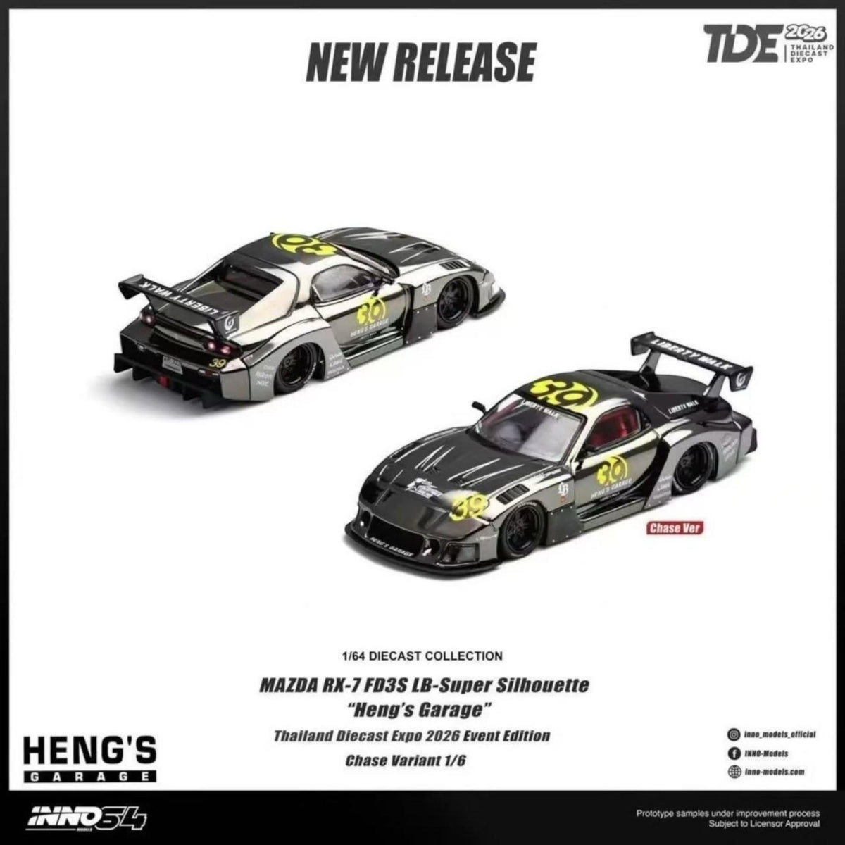 Inno64 Mazda RX-7 FD3S LB-Super Silhouette "Heng's Garage" Thailand Diecast Expo 2026 (Chance of chase)