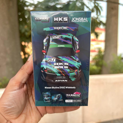 1/64 Nissan Skyline (R32) Widebody HKS with Tarmac Cards Combo Set - Designed by Jon Sibal - Tarmac Works GLOBAL64