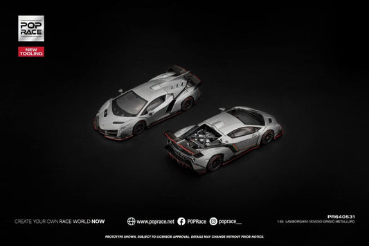 [Pre-Order]: Pop Race PR640531 Lamborghini Veneno Grigio Metalluro New tooling