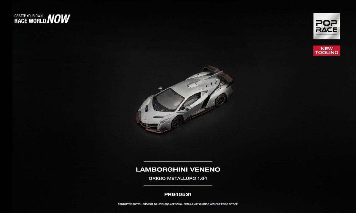 [Pre-Order]: Pop Race PR640531 Lamborghini Venneno Grigio Metalluro New tooling