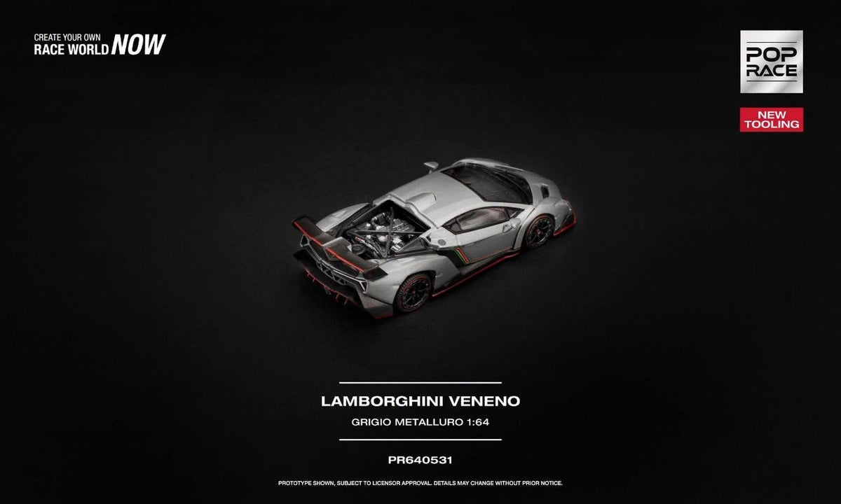 [Pre-Order]: Pop Race PR640531 Lamborghini Venneno Grigio Metalluro New tooling