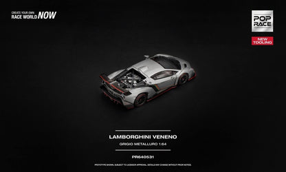 [Pre-Order]: Pop Race PR640531 Lamborghini Venneno Grigio Metalluro New tooling
