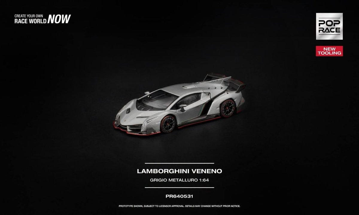 [Pre-Order]: Pop Race PR640531 Lamborghini Venneno Grigio Metalluro New tooling