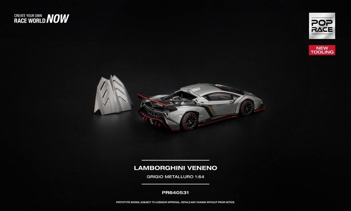 [Pre-Order]: Pop Race PR640531 Lamborghini Venneno Grigio Metalluro New tooling