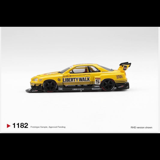 Mini GT Liberty Walk Nissan Skyline LB-ER34 Super Silhouette Sport Yellow #1182 1:64 | Blister