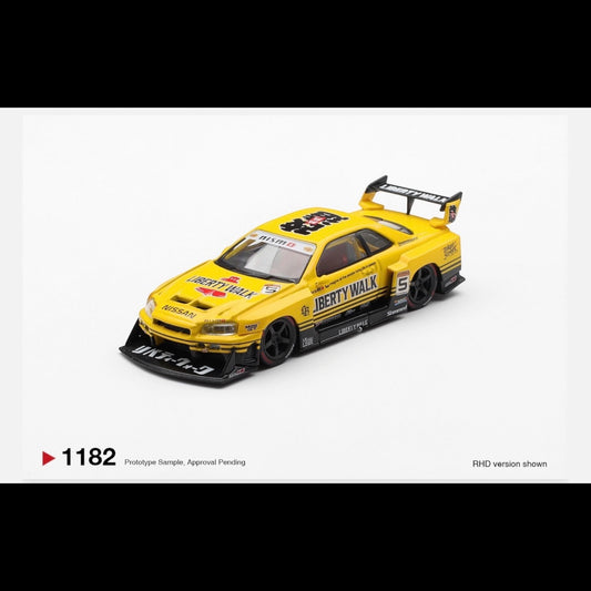 Mini GT Liberty Walk Nissan Skyline LB-ER34 Super Silhouette Sport Yellow #1182 1:64 | Blister