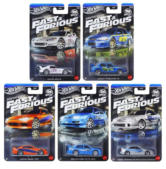 [Pre-Order Advance]: Hot Wheels Silver Series Fast and Furious Graphic Remix set of 5