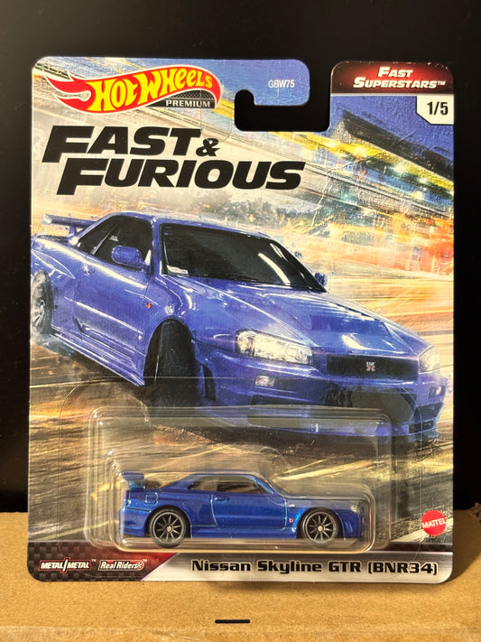 Hot Wheels Premium Fast and Furious fast superstars Nissan Skyline GTR (BNR34)