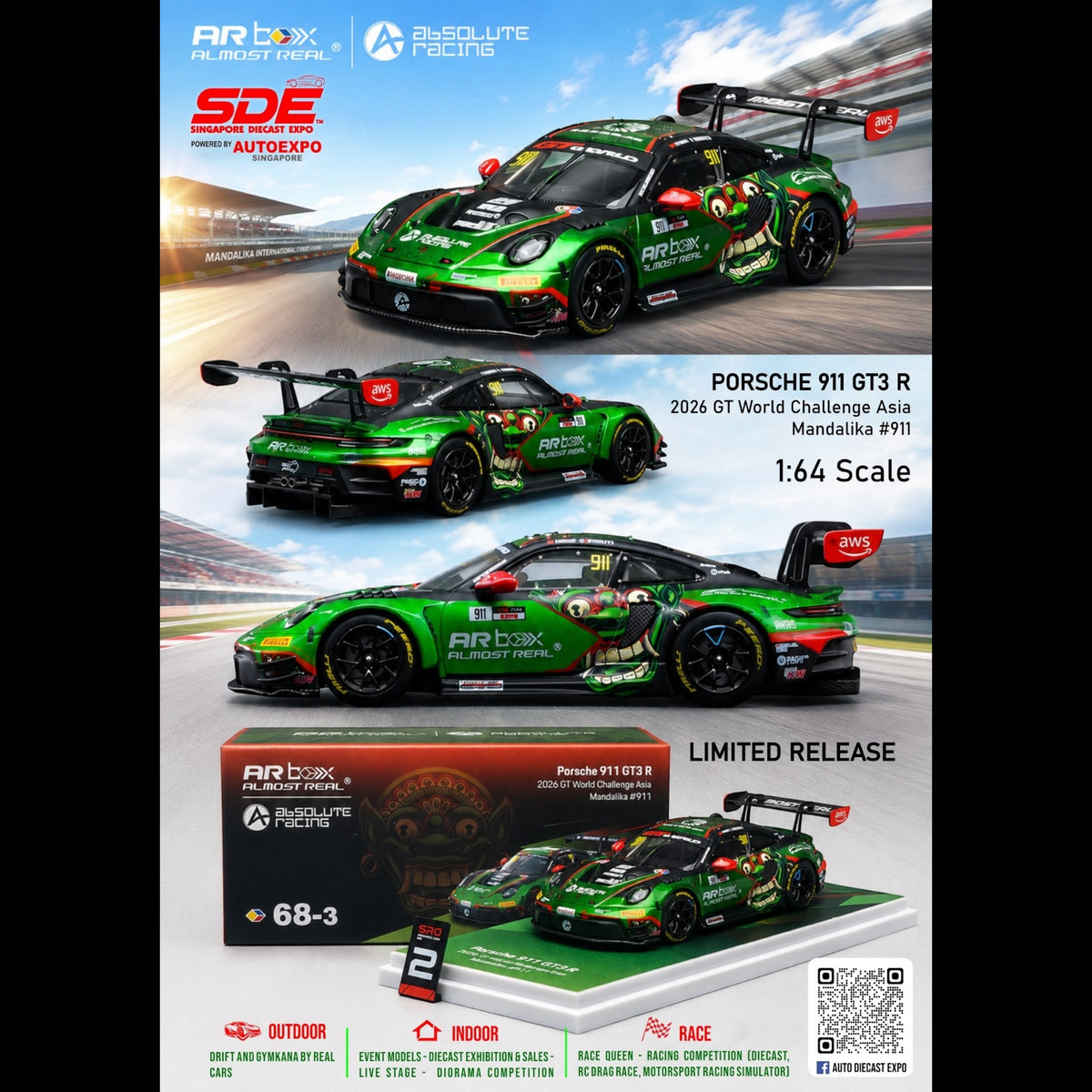 AR Box Almost Real Porsche 911 GT3 R 68-3 | 2026 GT World Challenge Asia Mandallika #911