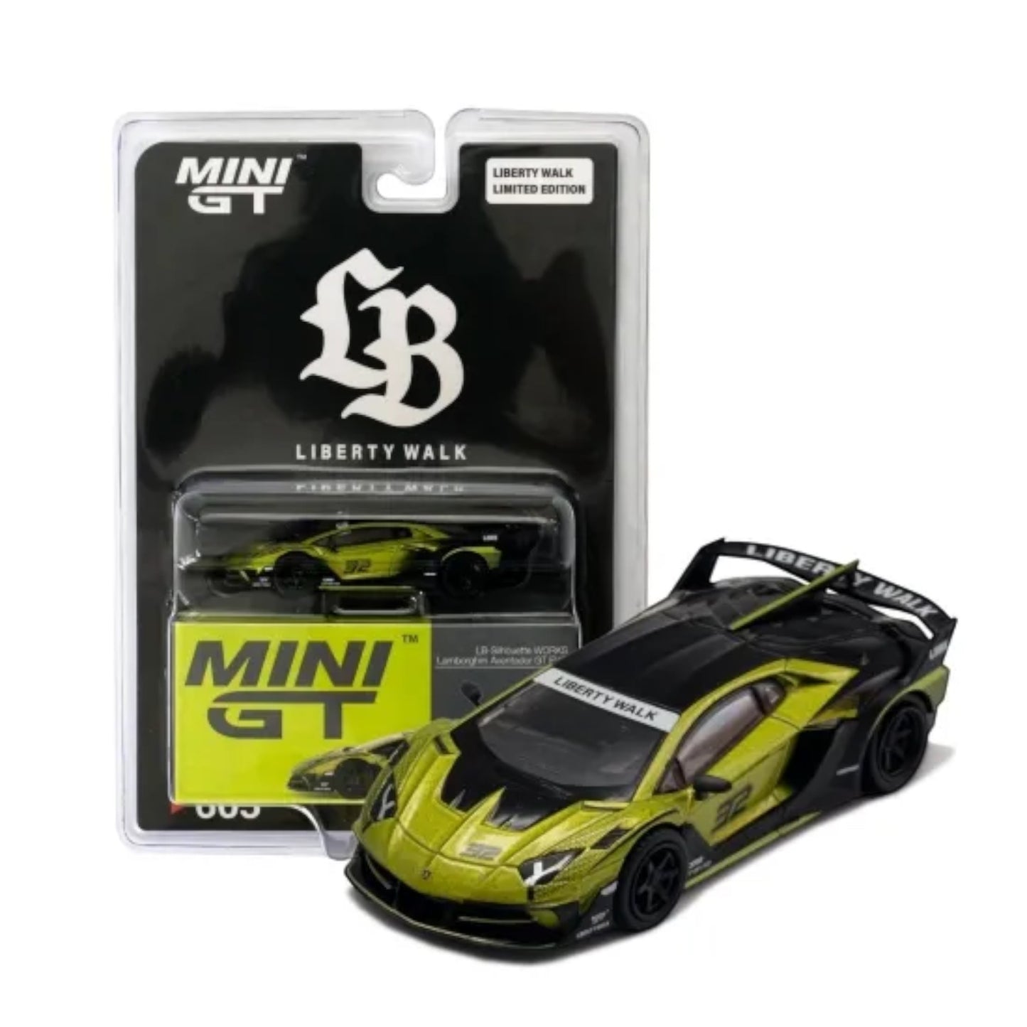 [Blister] [LibertyWalk Exclusive] Mini GT LB-Silhouette Works | Lamborghini Aventador GT EVO | Lime #605