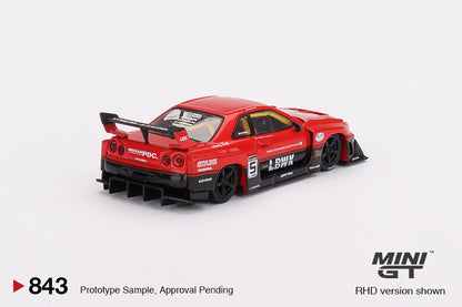 [Box] Mini GT Nissan LB-ER34 Super Silhouette Skyline Red/Black  #843