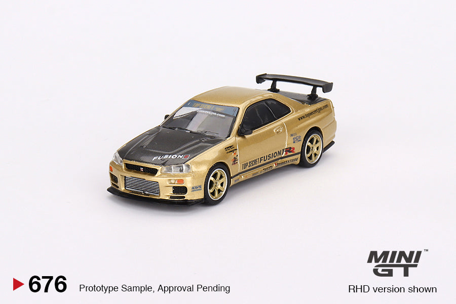 [Box] Mini GT Nissan Skyline GT-R (R34) Top Secret Top Secret Gold #676