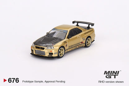 [Box] Mini GT Nissan Skyline GT-R (R34) Top Secret Top Secret Gold #676
