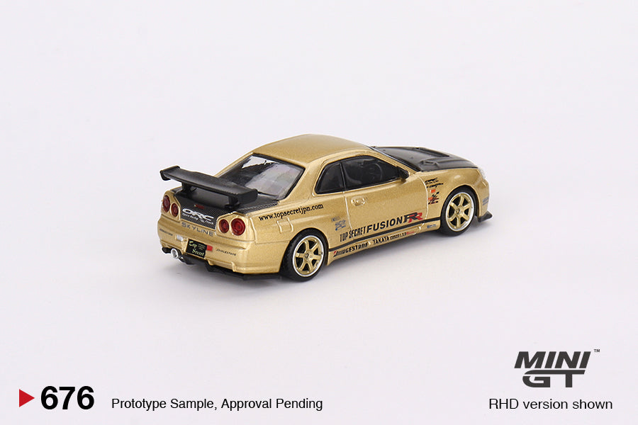 [Box] Mini GT Nissan Skyline GT-R (R34) Top Secret Top Secret Gold #676