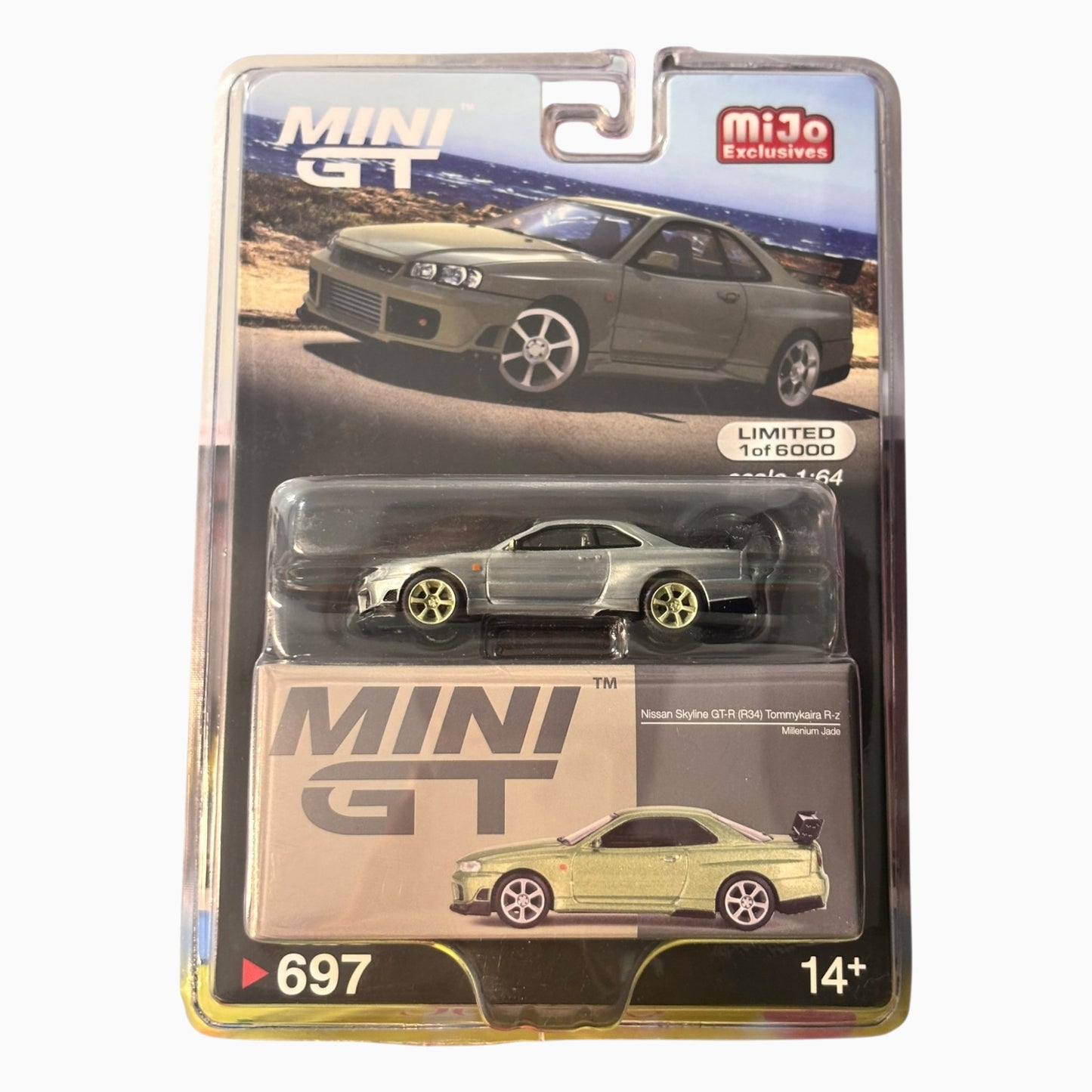 [Blister] [Chase] Mini GT Nissan Skyline GT-R (R34) Tommy Kaira RZ | Millineum Jade  #697