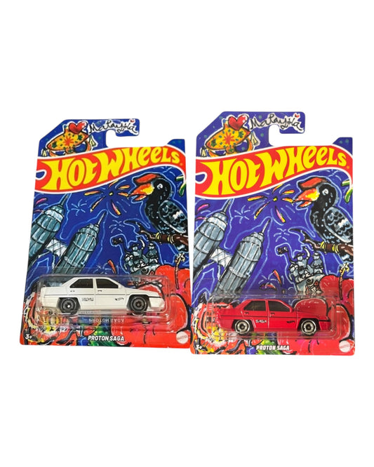 [Pre-Order Advance]: Combo Hot Wheels Malaysia Special edition Proton Saga red and white