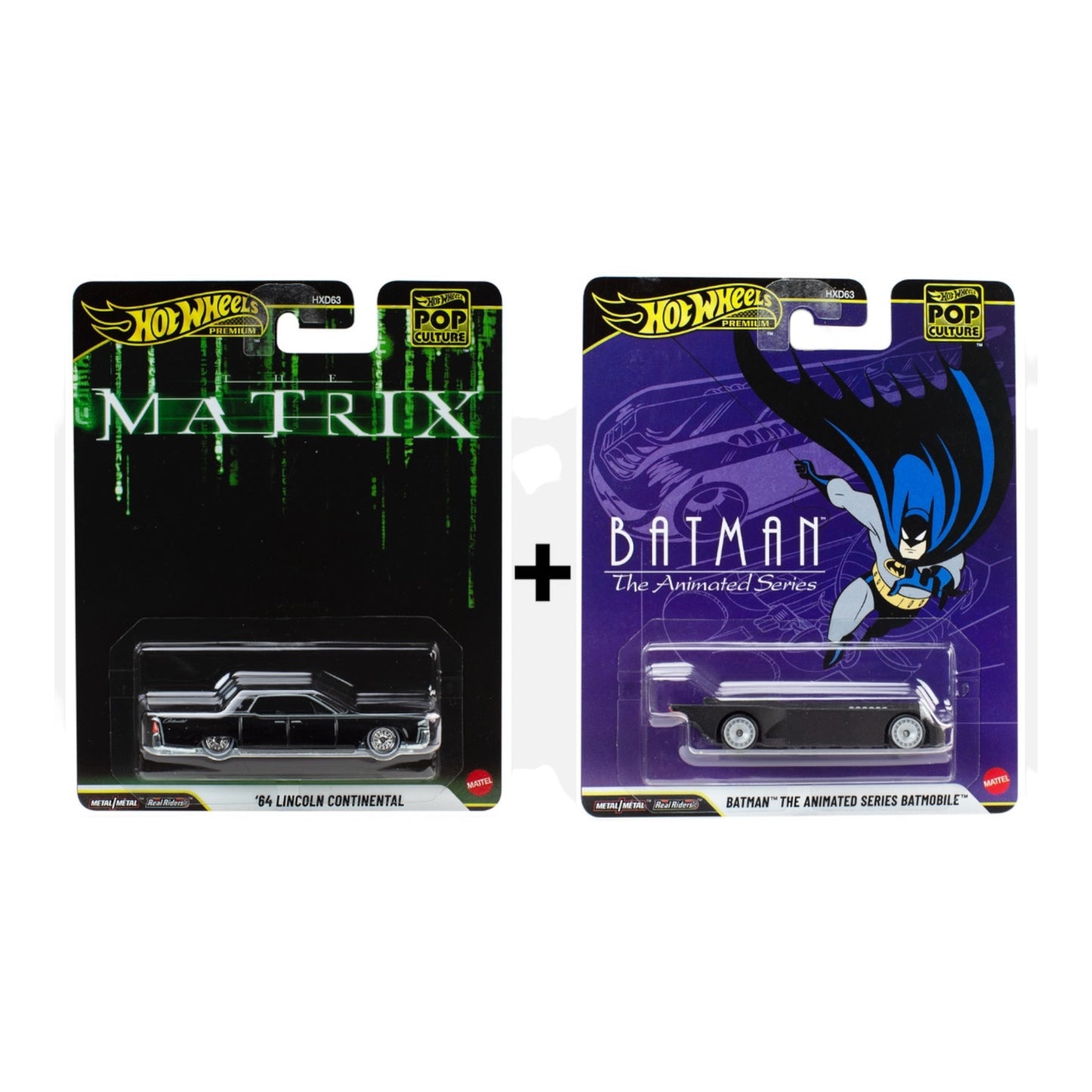 Hot Wheels Premium Pop Culture Lincoln Continental and Batman The Animated Series Batmobile
