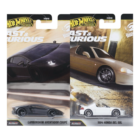 Hot Wheels Premium Fast and Furious 2026 Lamborghini Aventador Coupe + Honda Del Sol