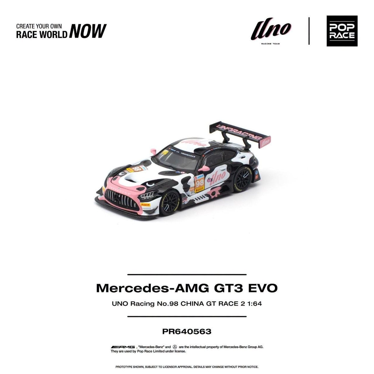 Pop Race Mercedes-AMG GT3 EVO Uno Racing #98 Momo 1:64 diecast - DiecastYard