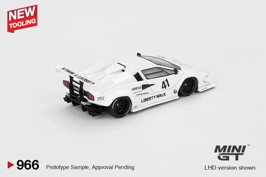 DiecastYard Mini GT Lamborghini Countach LB-Works 2024 Tokyo Auto Salon white diecast model car with black wheels