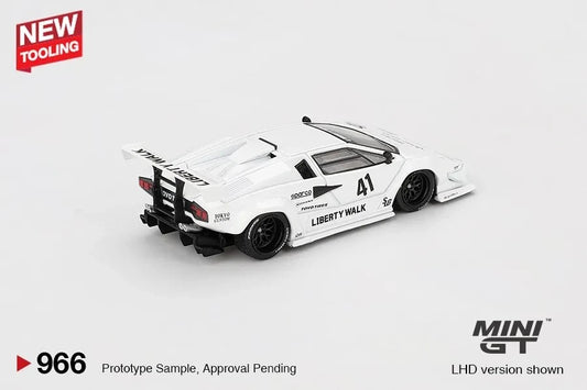 DiecastYard Mini GT Lamborghini Countach LB-Works 2024 Tokyo Auto Salon white diecast model car with black wheels
