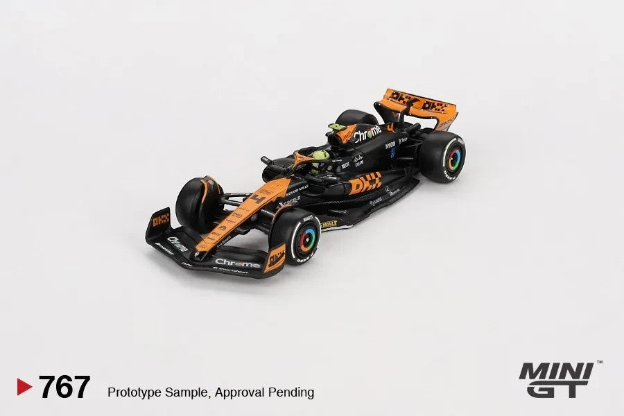 DiecastYard Mini GT McLaren MCL60 #4 Lando Norris 2023 Japanese GP diecast F1 race car model in papaya and black