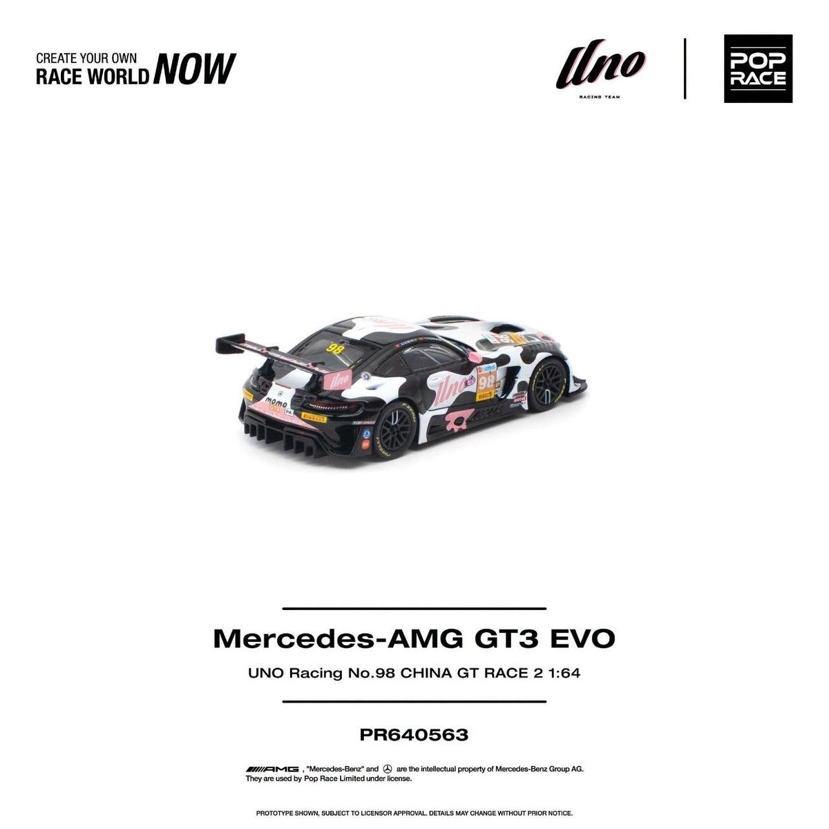 Pop Race Mercedes-AMG GT3 EVO Uno Racing #98 Momo 1:64 diecast - DiecastYard